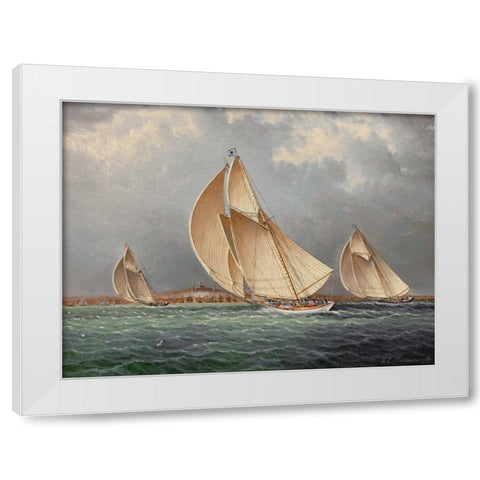 Yachting in Boston Harbor White Modern Wood Framed Art Print by Buttersworth, James E.