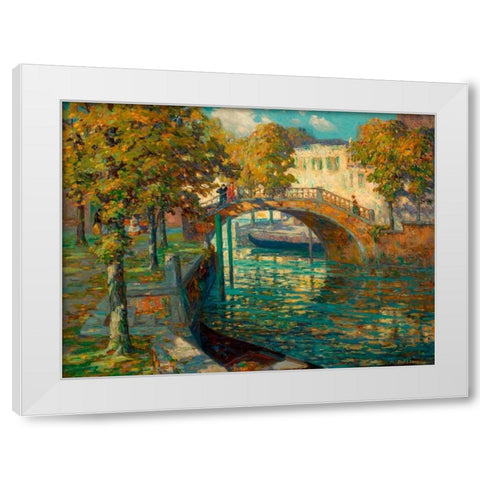 Overlooking the canal White Modern Wood Framed Art Print by Linde, Ossip Leonovitch