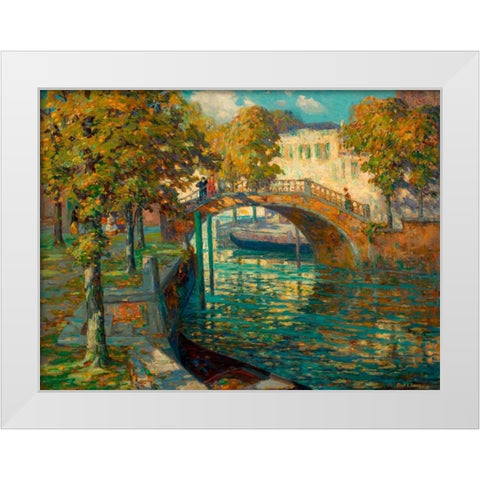 Overlooking the canal White Modern Wood Framed Art Print by Linde, Ossip Leonovitch