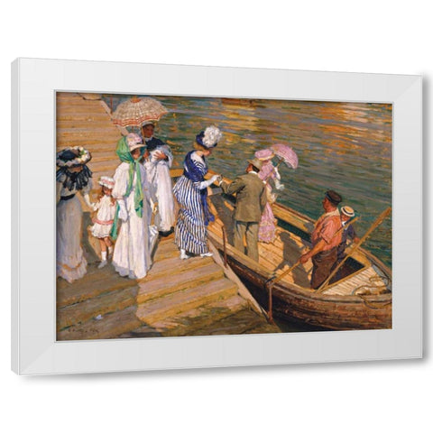 The Ferry White Modern Wood Framed Art Print by Fox, Emanuel Phillips