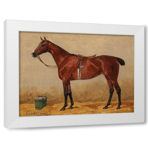 Bay in a stable White Modern Wood Framed Art Print by Volkers, Emil