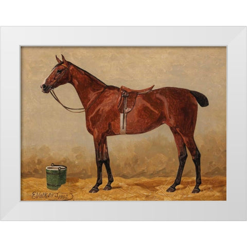 Bay in a stable White Modern Wood Framed Art Print by Volkers, Emil