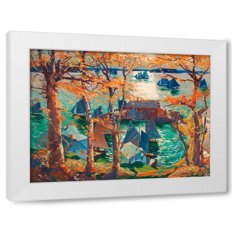 Romantic sunset, Maine White Modern Wood Framed Art Print by Lie, Jonas