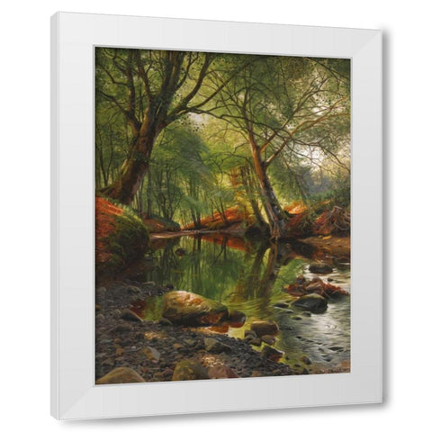 A woodland stream White Modern Wood Framed Art Print by MÃ¸nsted, Peder MÃ¸rk