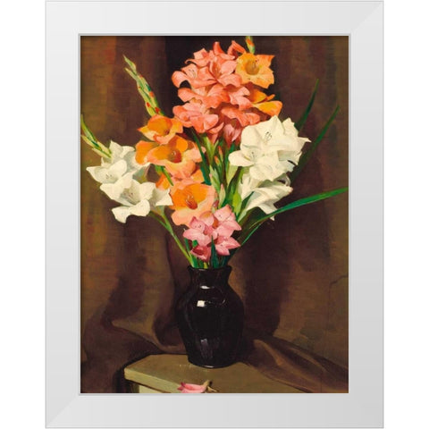 Vaso di fiori White Modern Wood Framed Art Print by Dunton, William Herbert