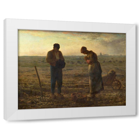 The Angelus White Modern Wood Framed Art Print by Millet, Jean-Francois