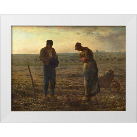 The Angelus White Modern Wood Framed Art Print by Millet, Jean-Francois