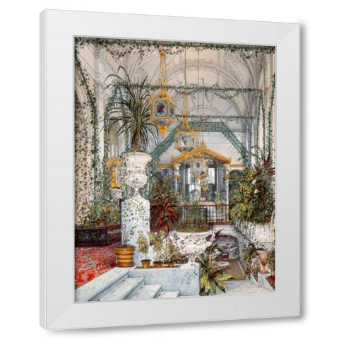Interiors of the Winter Palace: the Winter Garden White Modern Wood Framed Art Print by Ukhtomsky, Konstantin Andreyevich