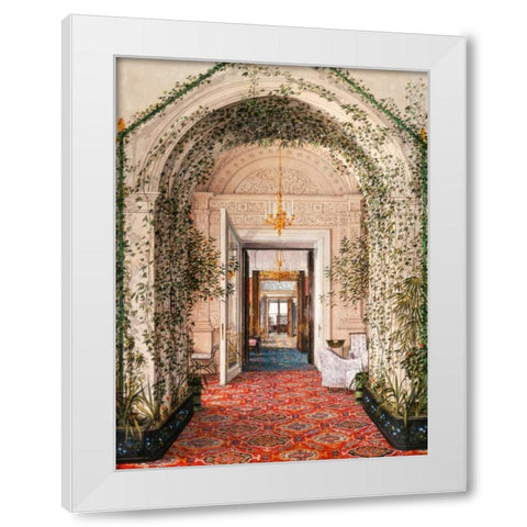 Interiors of the Winter Palace: the Small Winter Garden White Modern Wood Framed Art Print by Ukhtomsky, Konstantin Andreyevich