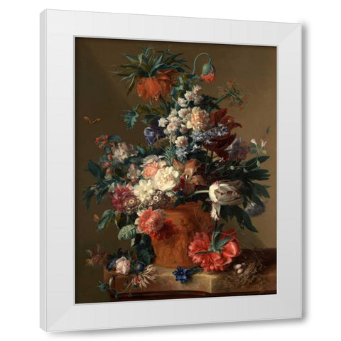 Vase White Modern Wood Framed Art Print by van Huysum, Jan