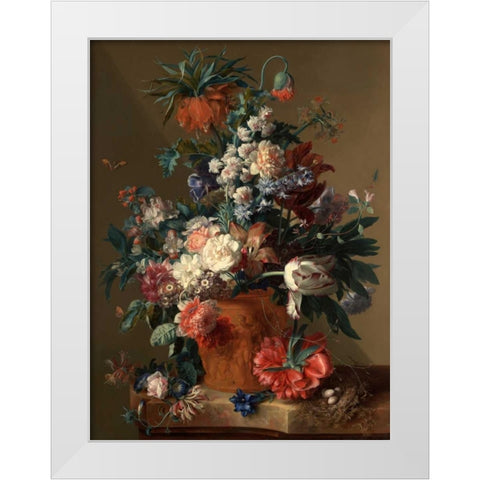 Vase White Modern Wood Framed Art Print by van Huysum, Jan