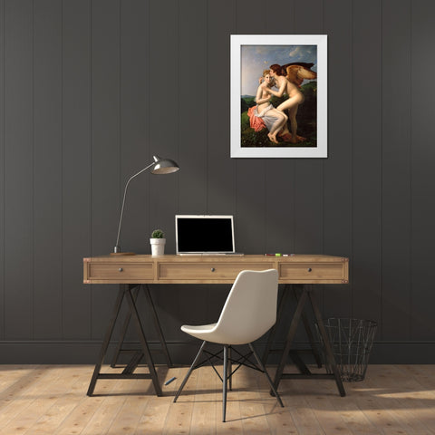 Cupid and Psyche White Modern Wood Framed Art Print by Gerard, Francois Pascal Simon