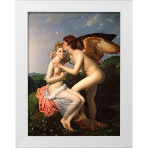 Cupid and Psyche White Modern Wood Framed Art Print by Gerard, Francois Pascal Simon