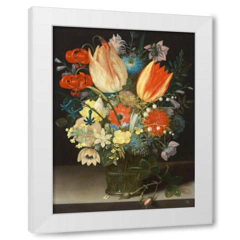 Still Life with Tulips White Modern Wood Framed Art Print by Peter, Binoit