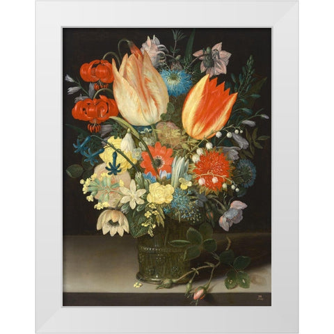 Still Life with Tulips White Modern Wood Framed Art Print by Peter, Binoit