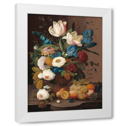 Still Life, Flowers, and Fruit White Modern Wood Framed Art Print by Severin, Roesen