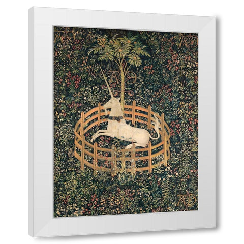 Unicorn in Captivity White Modern Wood Framed Art Print by Anonymous