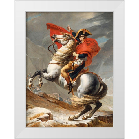 Bonaparte franchissant le Grand Saint-Bernard White Modern Wood Framed Art Print by Jacques-Louis , David