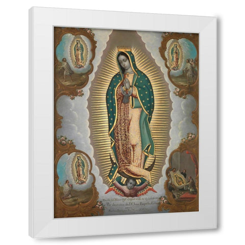 The Virgin of Guadalupe with the Four Apparitions White Modern Wood Framed Art Print by Nicolas, EnrÃ­quez