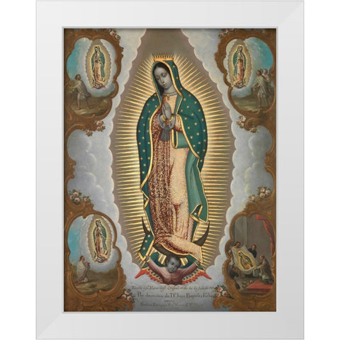 The Virgin of Guadalupe with the Four Apparitions White Modern Wood Framed Art Print by Nicolas, EnrÃ­quez