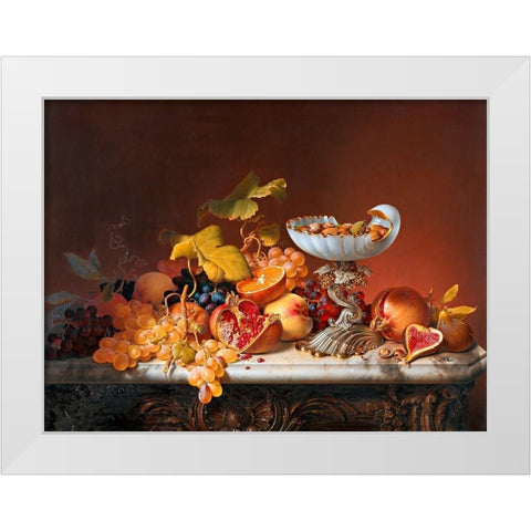 Natura morta con frutta White Modern Wood Framed Art Print by Johann Wilhelm, Preyer