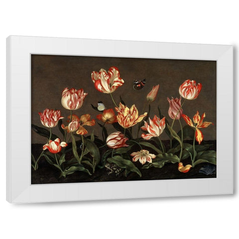 Still Life with Tulips White Modern Wood Framed Art Print by Bosschaert, Johannes