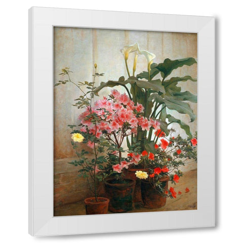 Side of a Greenhouse White Modern Wood Framed Art Print by Lambdin, George Cochran
