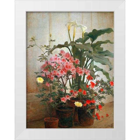 Side of a Greenhouse White Modern Wood Framed Art Print by Lambdin, George Cochran