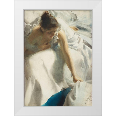 The Artists Wife White Modern Wood Framed Art Print by Zorn, Anders