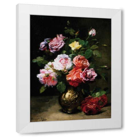 Painting of Roses in a Vase White Modern Wood Framed Art Print by Rozier, Dominique