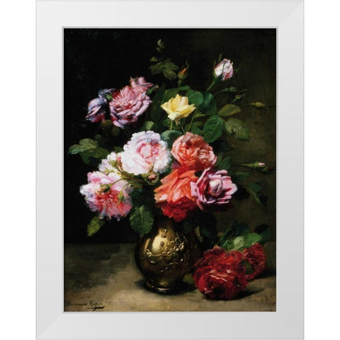 Painting of Roses in a Vase White Modern Wood Framed Art Print by Rozier, Dominique