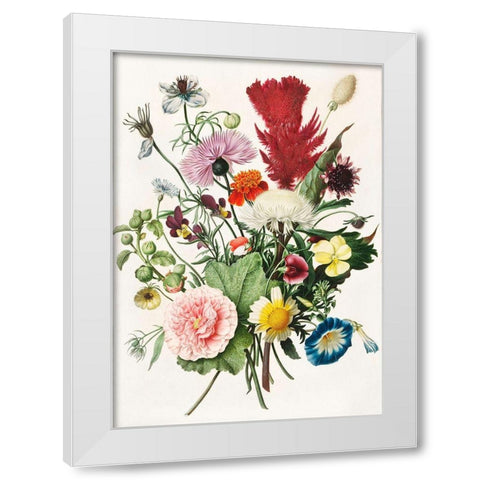Bouquet of Flowers White Modern Wood Framed Art Print by Anonymous