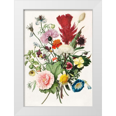 Bouquet of Flowers White Modern Wood Framed Art Print by Anonymous
