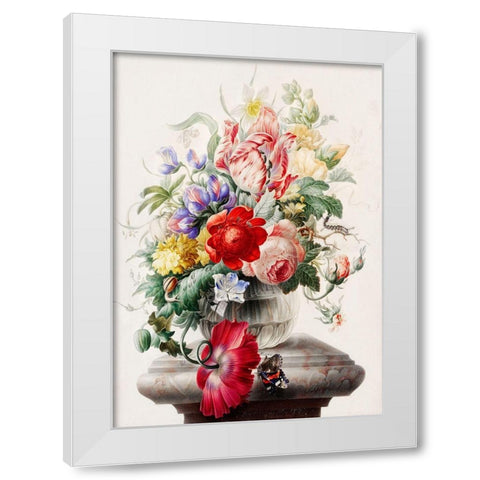 Flowers in a glass vase White Modern Wood Framed Art Print by Henstenburgh, Herman