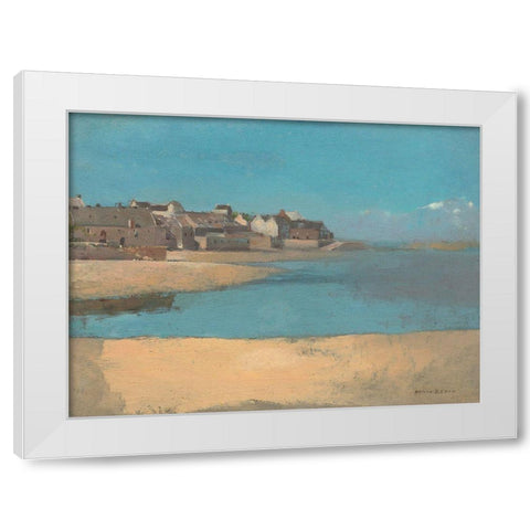 Village by the Sea in Brittany White Modern Wood Framed Art Print by Redon, Odilon
