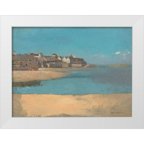 Village by the Sea in Brittany White Modern Wood Framed Art Print by Redon, Odilon