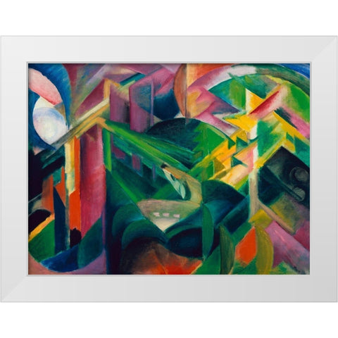 Deer in a Monastery Garden White Modern Wood Framed Art Print by Marc, Franz