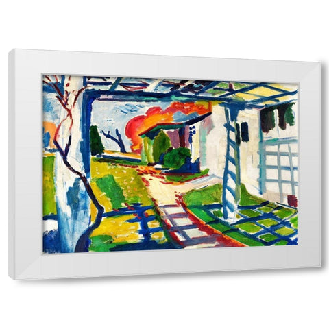 Grape Arbor White Modern Wood Framed Art Print by Sayen, Henry Lyman