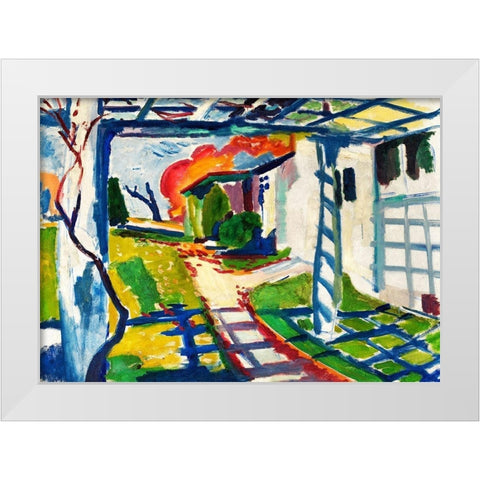 Grape Arbor White Modern Wood Framed Art Print by Sayen, Henry Lyman