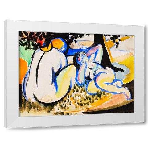 Nudes White Modern Wood Framed Art Print by Sayen, Henry Lyman