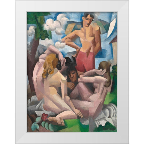 The Bathers White Modern Wood Framed Art Print by de La Fresnaye, Roger