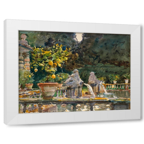 Villa di Marlia, Lucca (A Fountain) White Modern Wood Framed Art Print by Sargent, John Singer