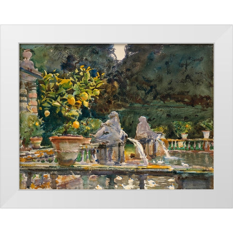 Villa di Marlia, Lucca (A Fountain) White Modern Wood Framed Art Print by Sargent, John Singer