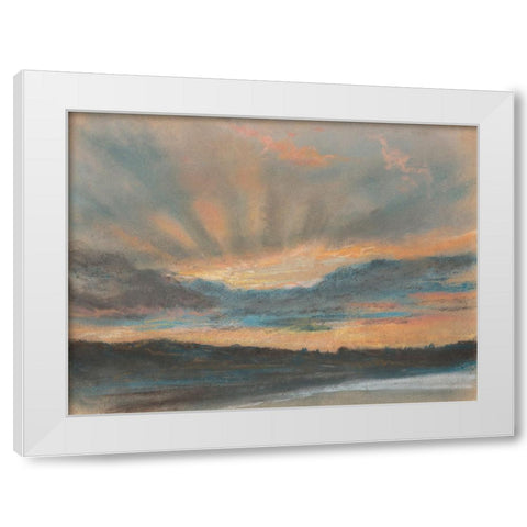 Sunset White Modern Wood Framed Art Print by Delacroix, Eugene