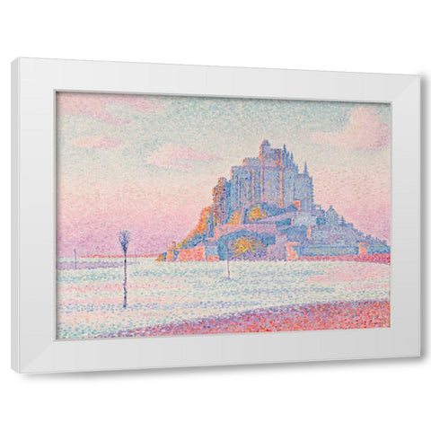 Mont Saint-Michel, Setting Sun White Modern Wood Framed Art Print by Signac, Paul