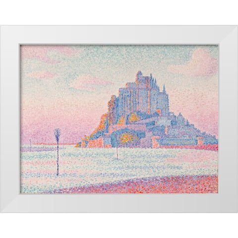 Mont Saint-Michel, Setting Sun White Modern Wood Framed Art Print by Signac, Paul