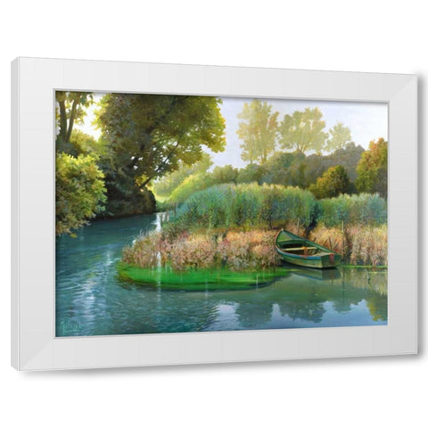 Sul fiume White Modern Wood Framed Art Print by Galasso, Adriano