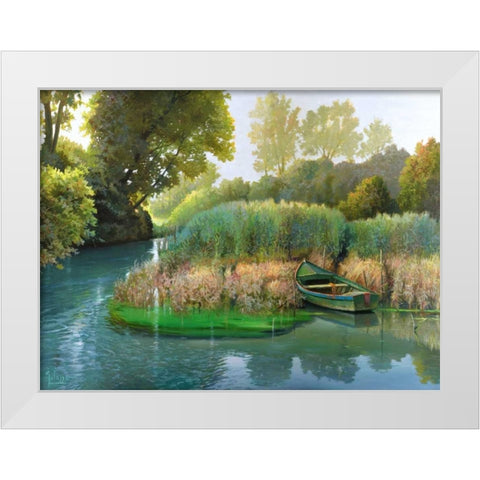 Sul fiume White Modern Wood Framed Art Print by Galasso, Adriano
