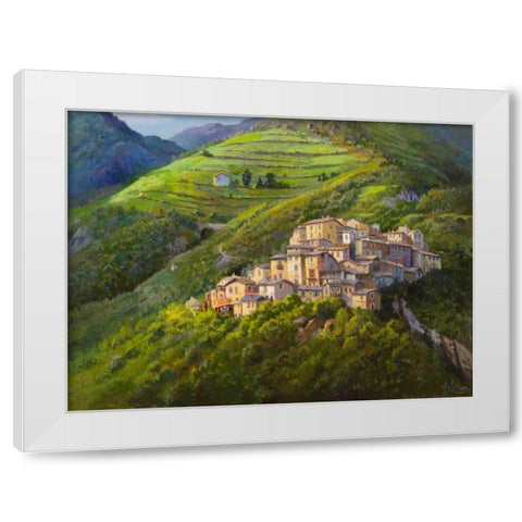 Villaggio sui monti White Modern Wood Framed Art Print by Galasso, Adriano