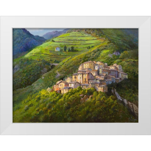 Villaggio sui monti White Modern Wood Framed Art Print by Galasso, Adriano